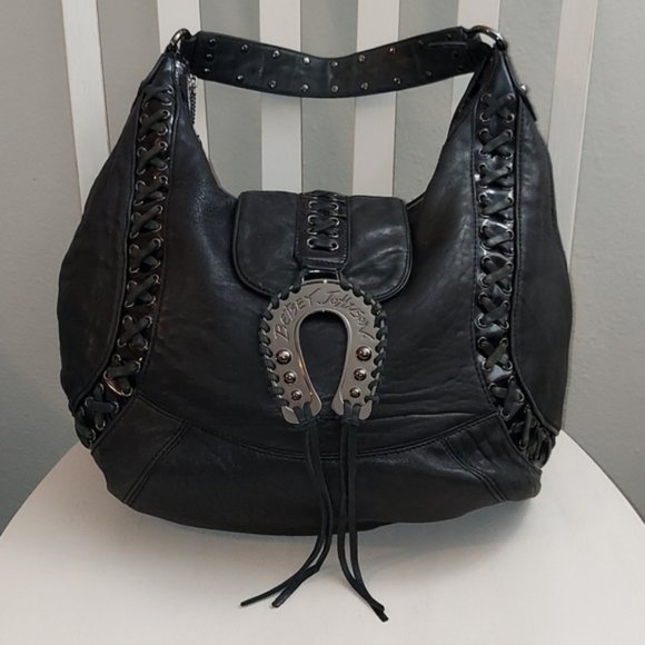 Betsey Johnson Handbags - Betsey Johnson HORSESHOE BLACK LEATHER  SATCHEL